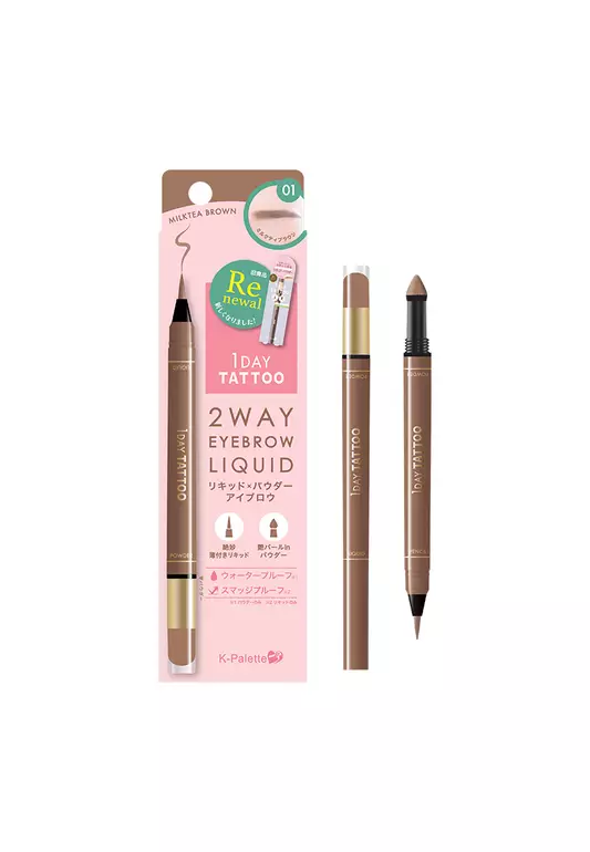 1Day Tattoo 2Way Eyebrow Liquid - 01 Milktea Brown