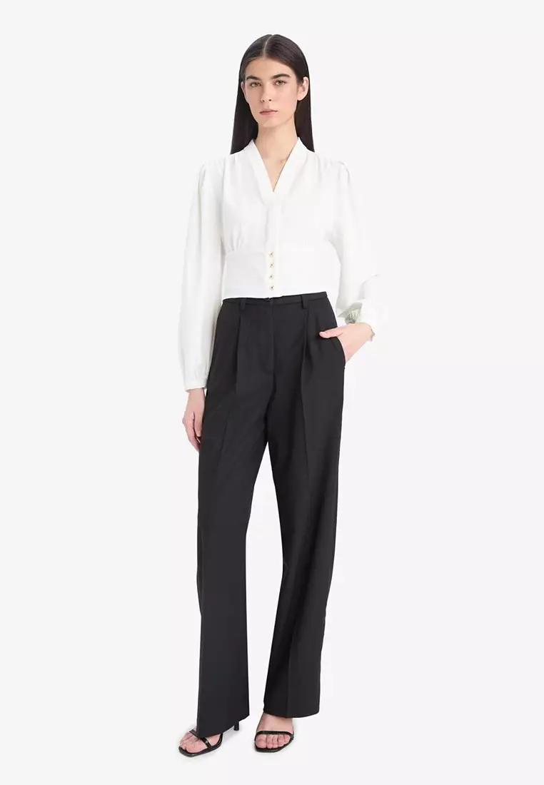 V Neck Crepe Blouse