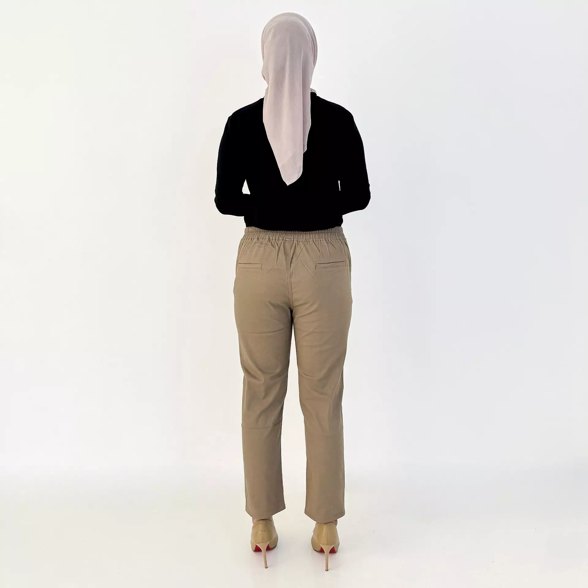 Della Cotton Pants [COKLAT] Celana Panjang Basic Polos Size 28-36