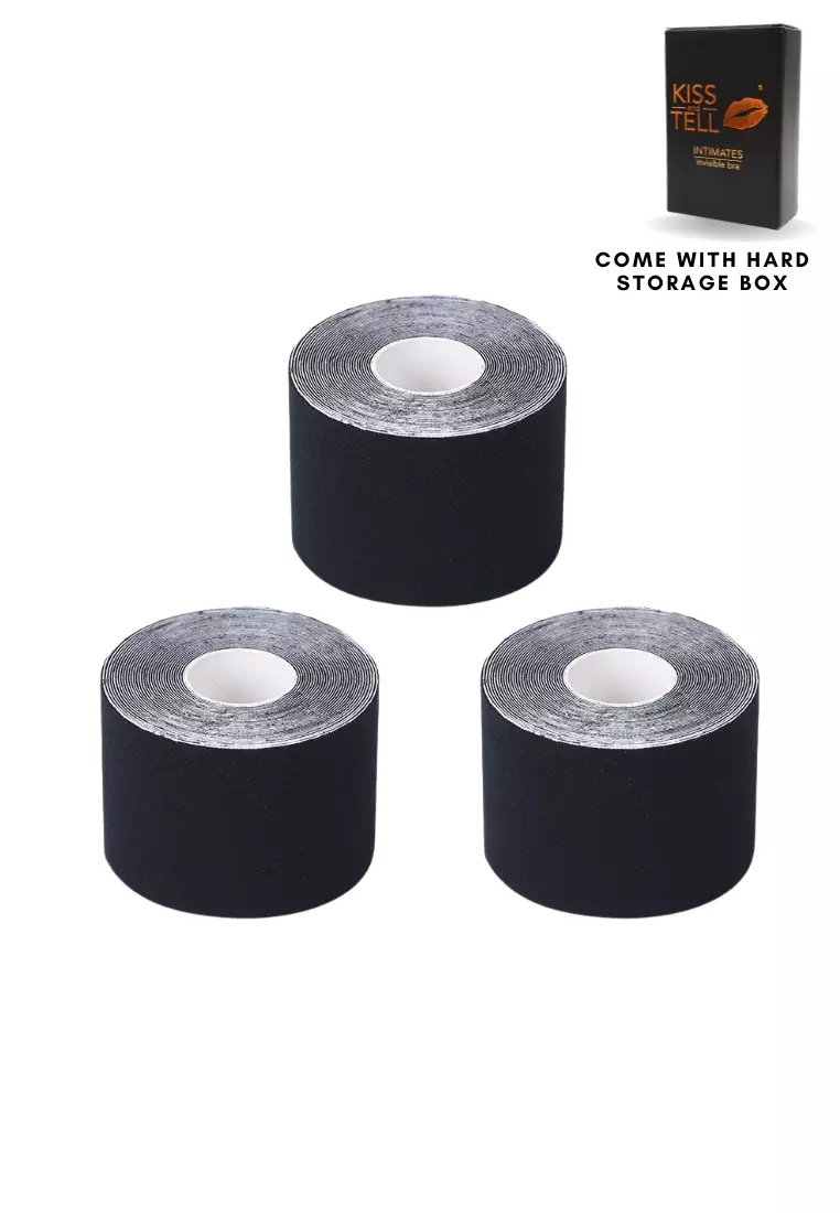 3 Pack Premium 5cm Body Tape Invisible Breast Lifting and Sports Muscle Tape Roll Waterproof in Black