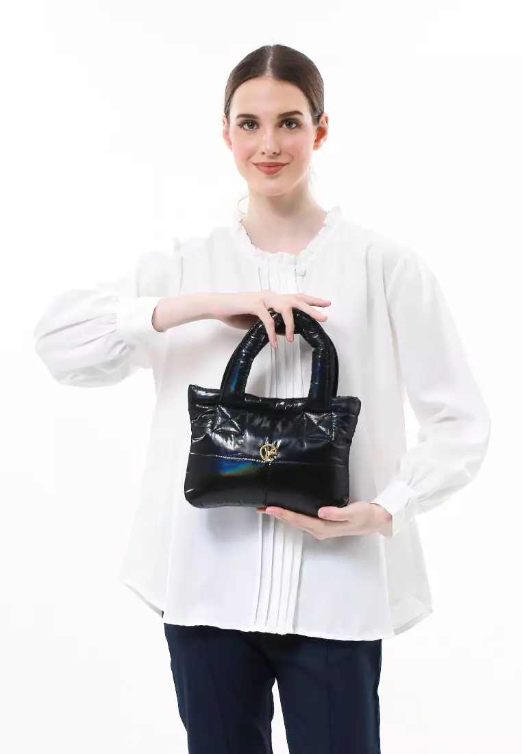 Angelina Pillow Puffy Bag Smooth Texture And High Quality - Holo Black