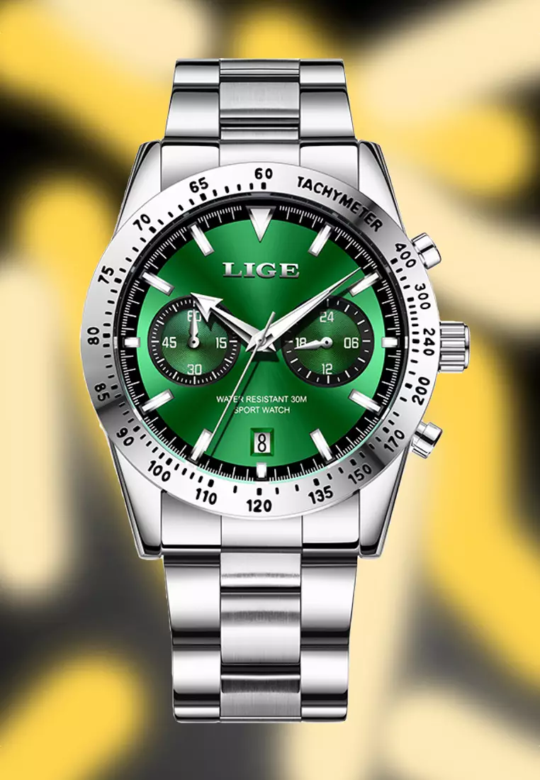 Chronograph Unisex Stainless Steel Quartz Watch, Steel Bracelet