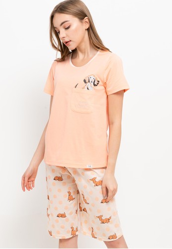 Puppy orange Pyjama Pijama Short Sleeve Short Pants Sleepwear 99878AA4F16FF8GS_1