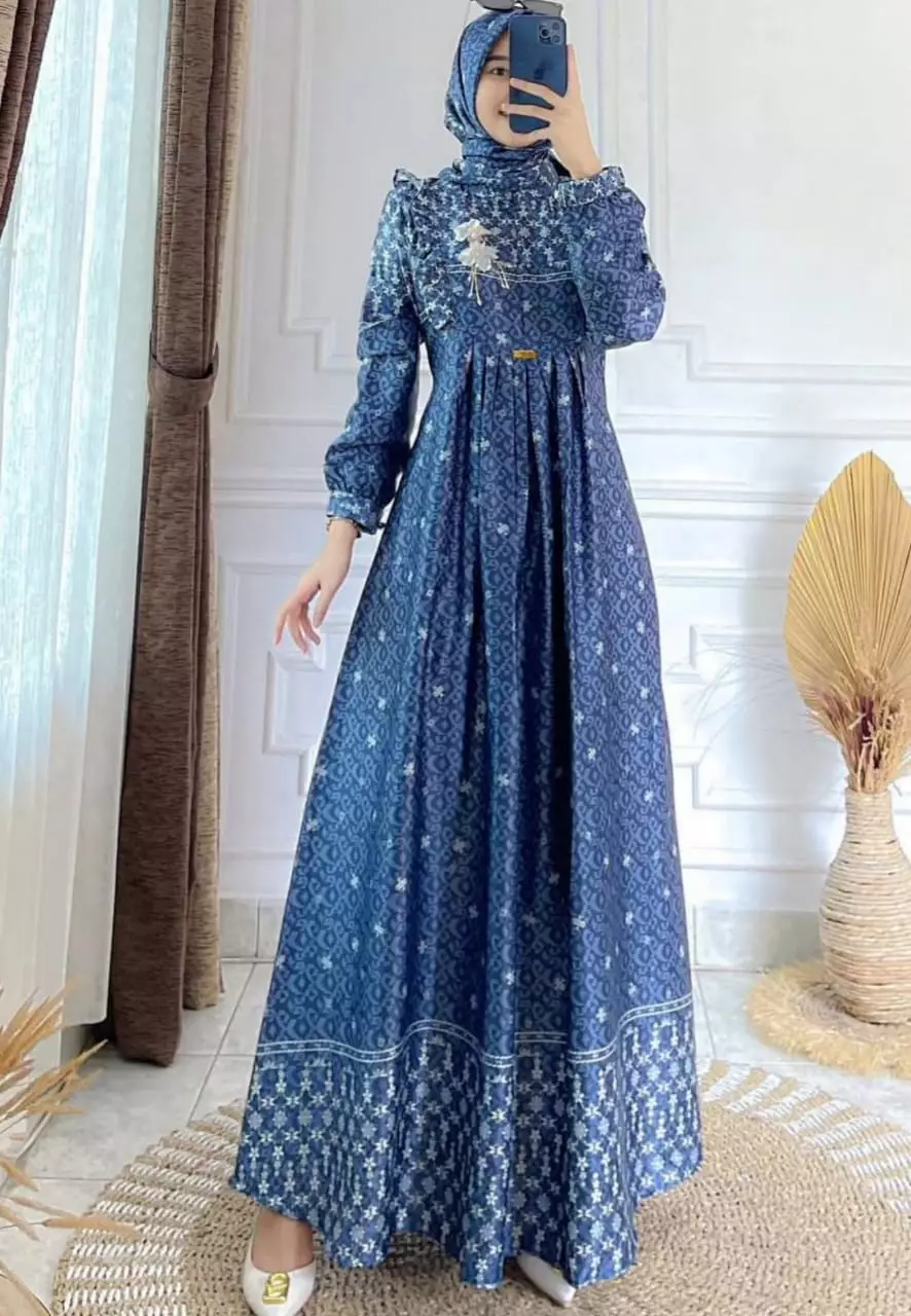 Vhalisa Navy Dress | Long Dress | Gamis Premium MYA