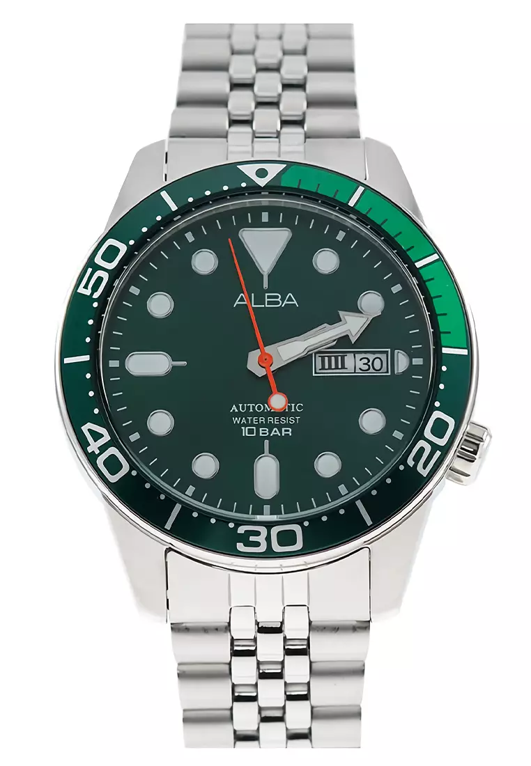 Alba Mechanical - Jam Tangan Automatic Pria - Silver Green - Stainless Steel - AL4187X1