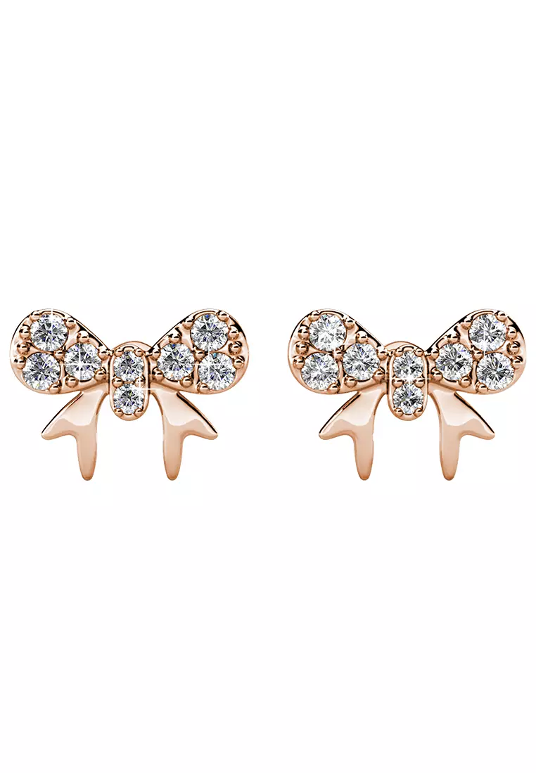 Her Jewellery Minnie Bow Earrings (Rose Gold) - Luxury Crystal Embellishments plated with 18K Gold