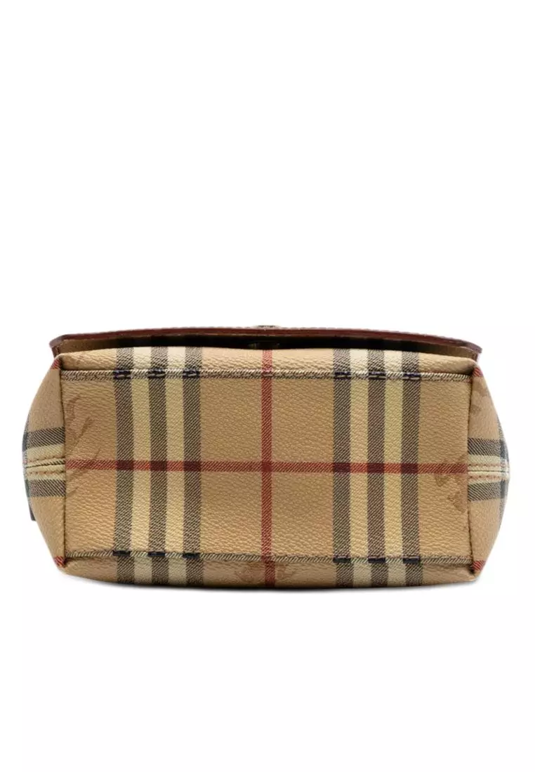 Pre-Loved Burberry Haymarket Check Coated Canvas Flap Crossbody
