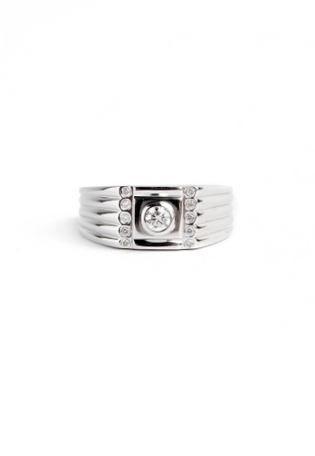 CEBUANA LHUILLIER JEWELRY silver 18k Italian Made White Gold Gent's Ring With Diamonds B068BACD26B110GS_1