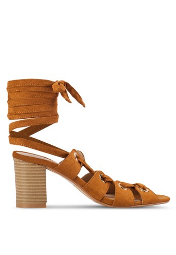 Lace Up Mid Heel Sandals