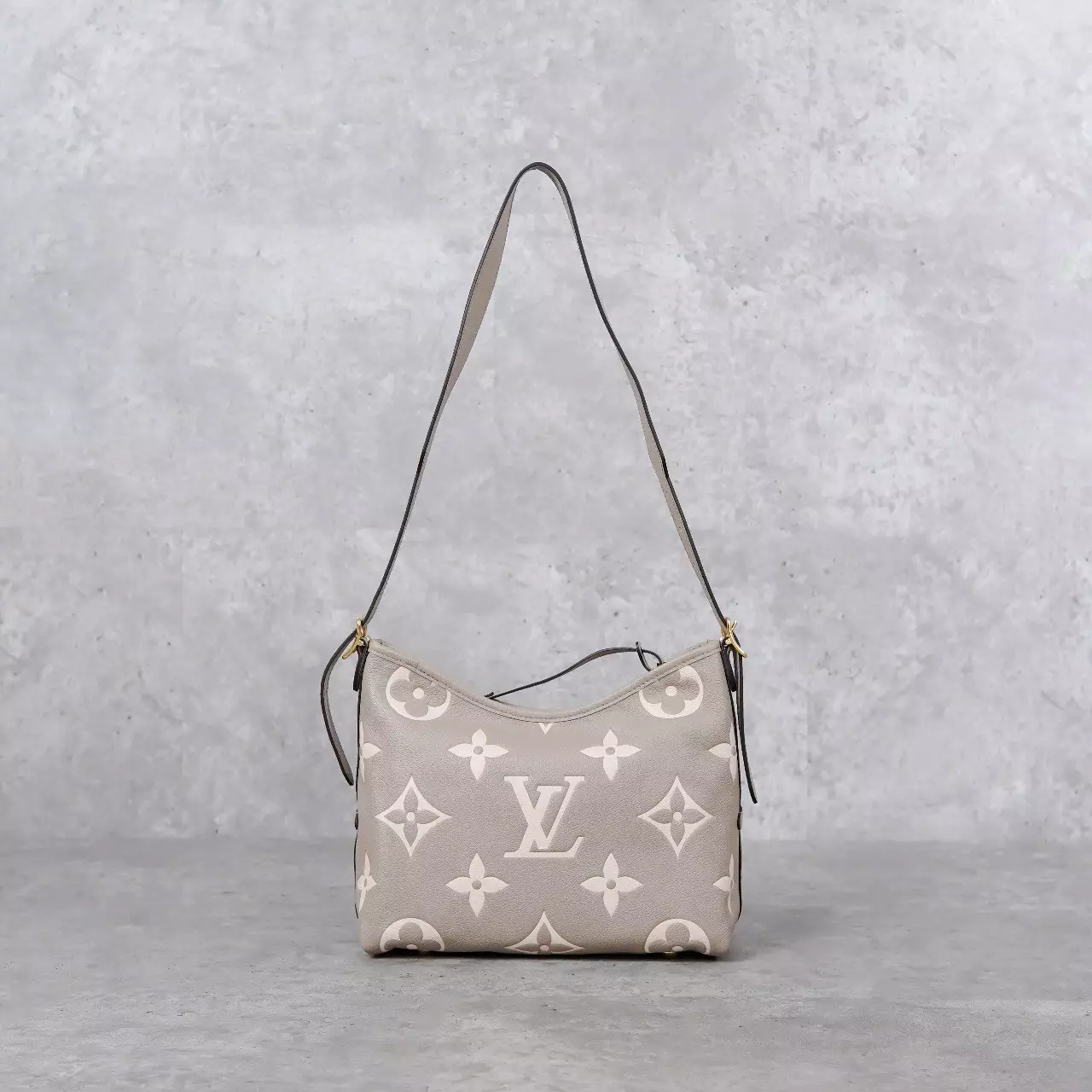 Tas LOUIS VUITTON LV CARRY ALL PM MONOGRAM EMPREINTE BEIGE LEATHER ZIP SHOULDER BAG 100% ORIGINAL