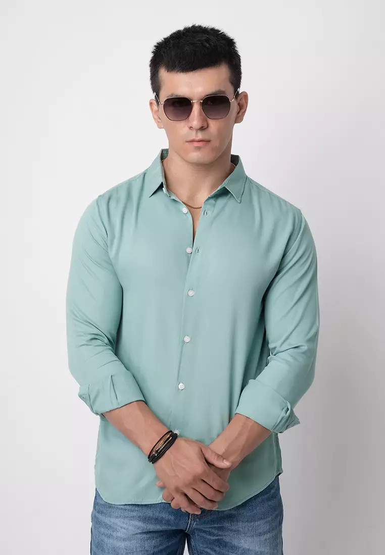 Viscose Viking Blue Casual Shirt