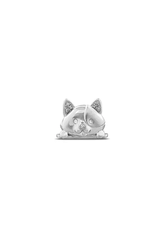 Diamondtalk 9k White Gold Paw-some Pooch Diamond Pendant Pdt00038-a01