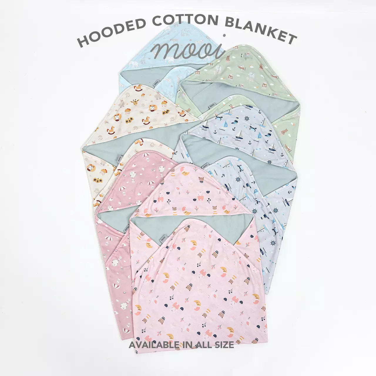 Mooi Hooded Cotton Blanket Selimut Topi Bayi - Air Plane