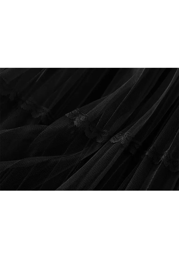 Mesh High Waist Pleated Skirt AF2605