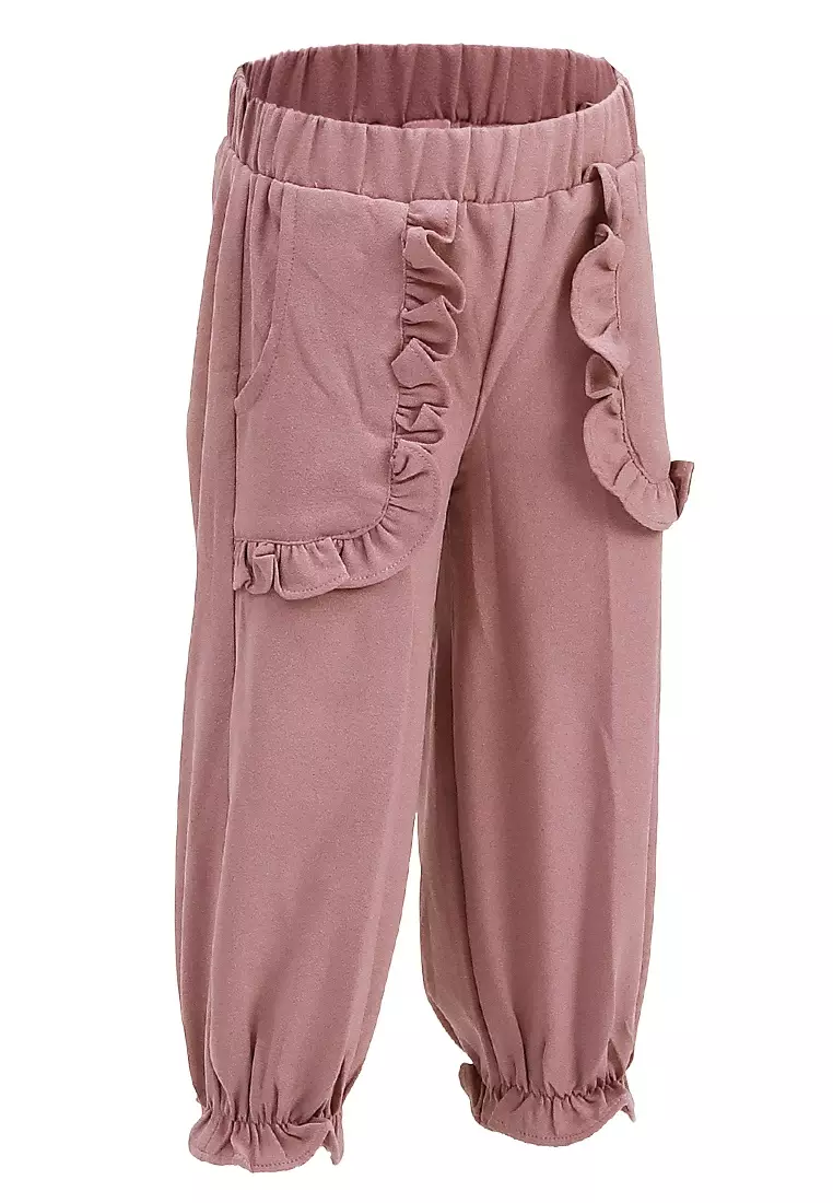 Yocelyn Celana Panjang Anak Perempuan Variasi Saku Pants Kids Daily Motif Polos Material Crepe ORIGINAL - Milo