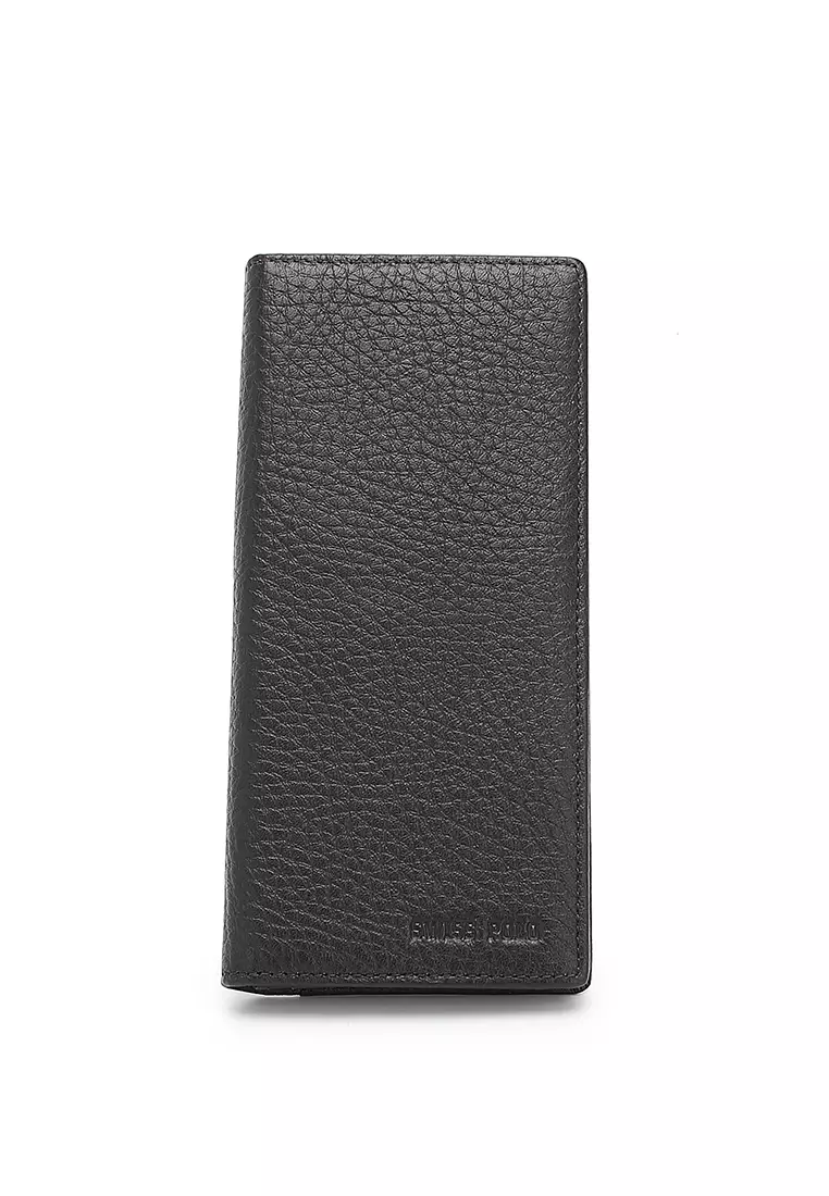 Genuine Leather RFID Long Wallet - Black