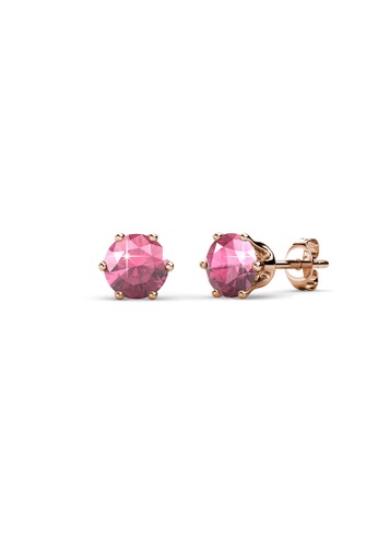 Her Jewellery pink and gold Birth Stone Earrings (October, Rose Gold) - Made with premium grade crystals from Austria 1E573ACD4625CAGS_1