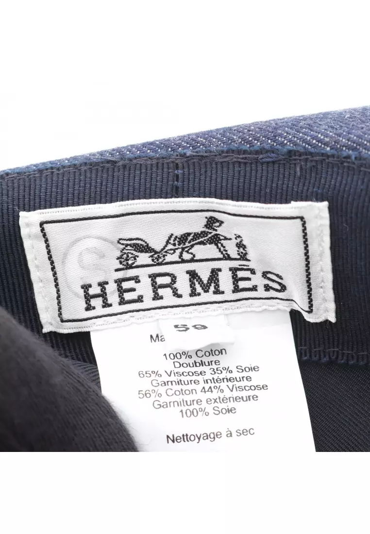 Pre-Loved Hermès Heloise Silky hat hat cotton Indigo blue black