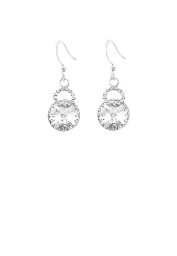 Glamorousky Elegant Earrings with Silver Crystal Glass and Silver Austrian Element Crystals 