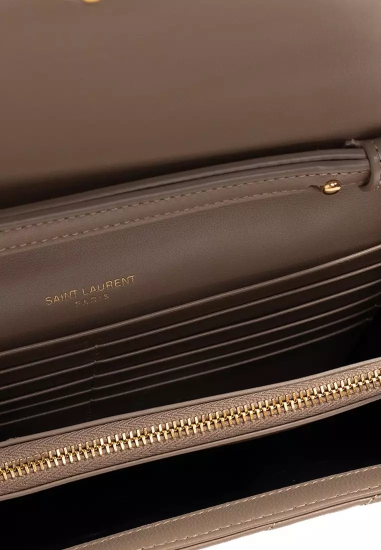 Monogram In Grain De Poudre Embossed Chain Wallet in Black/Gold