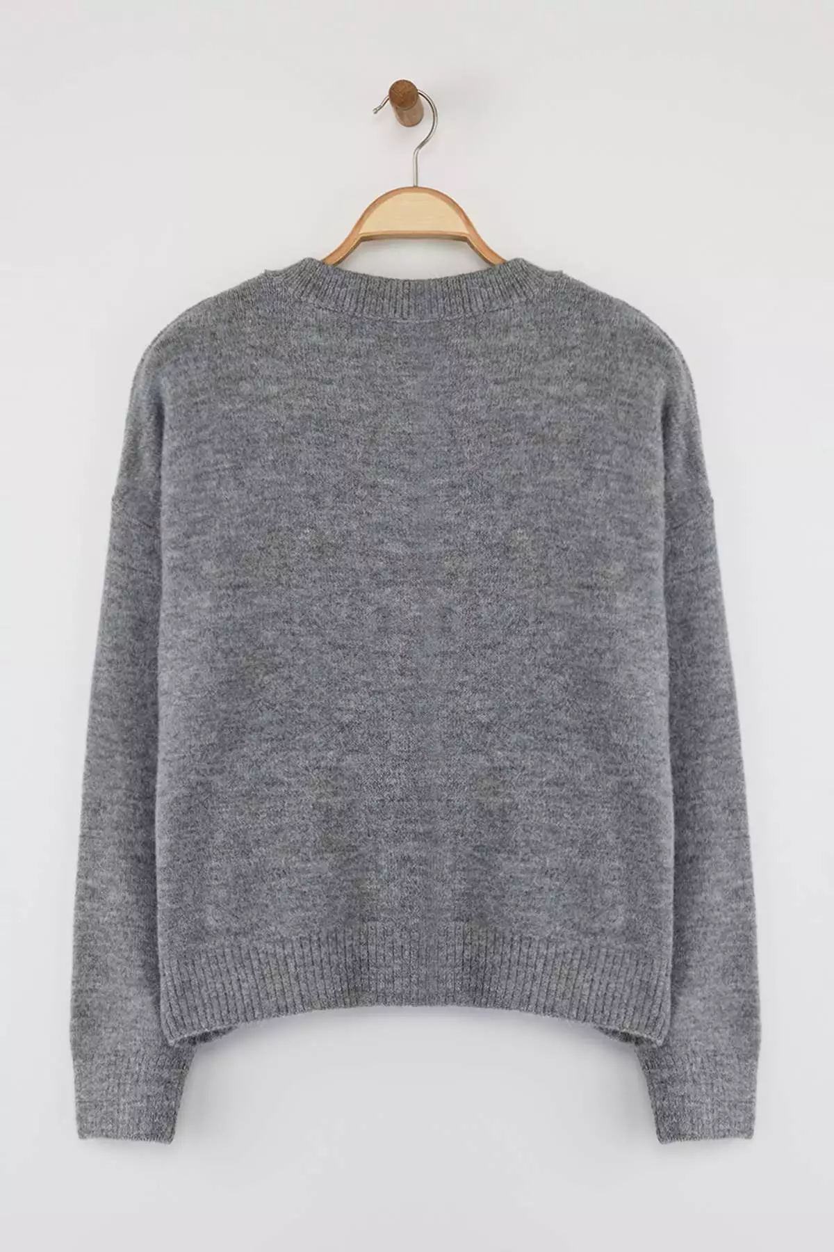 Anthracite Alpaca Wool Blended Wide Fit Knitwear Cardigan