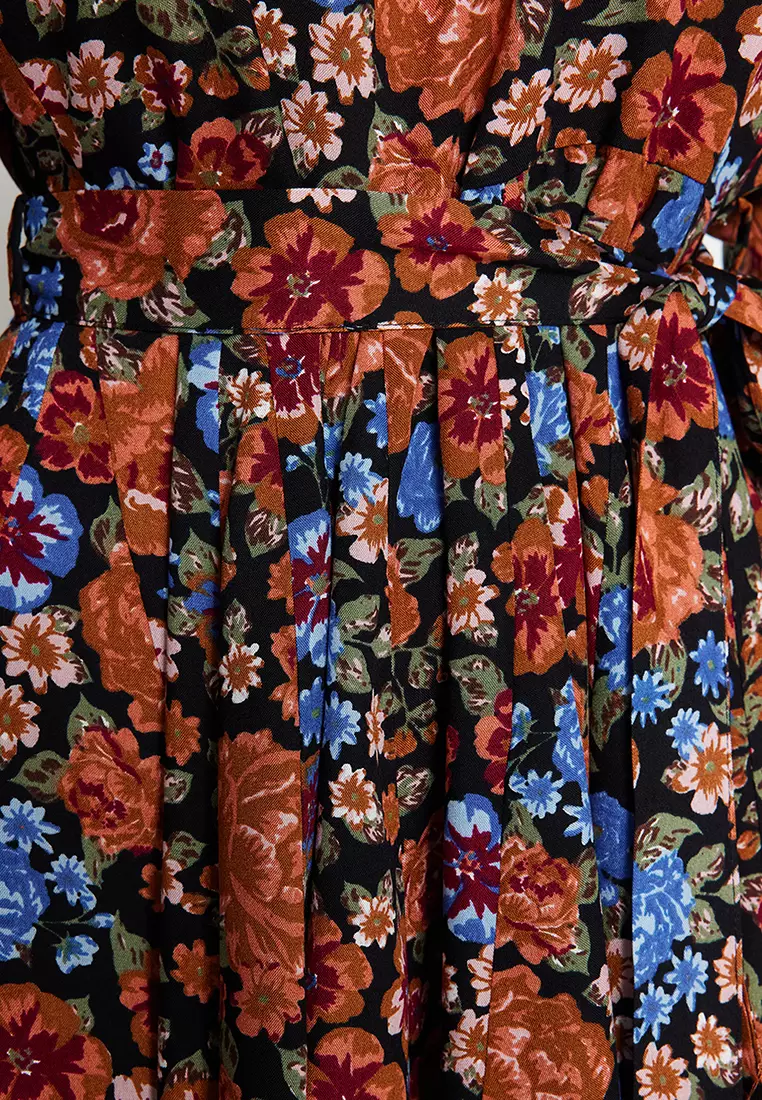 Viscose Floral Pattern Mini Dress