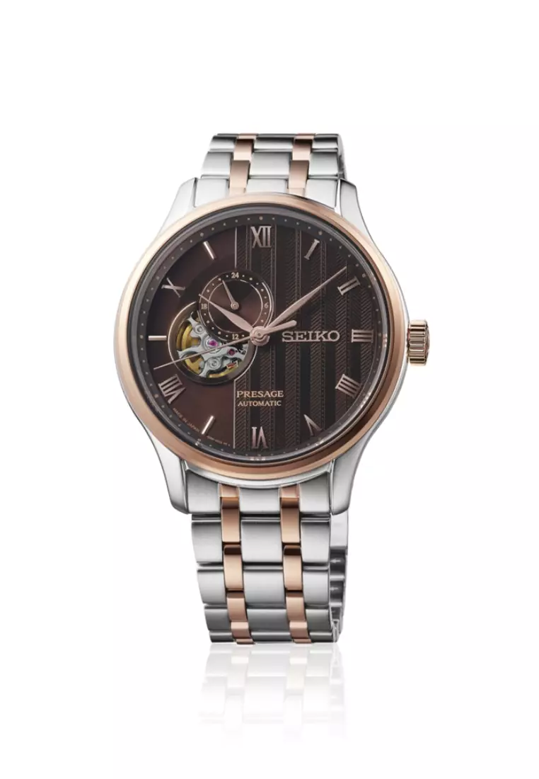 Seiko Presage Japanese Zen Garden Kyoto Autumn Leaves Warm Brown Dial Two-Tone Stainless Steel Band Automatic SSA466J1