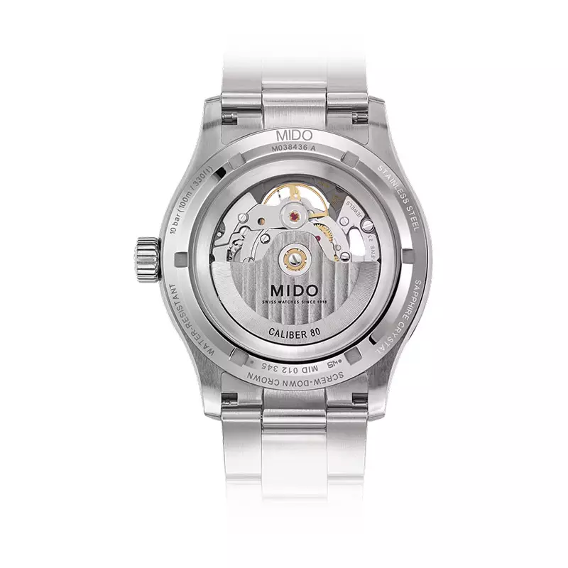 Jam Tangan Pria MIDO Multifort M038.436.11.031.00 Skeleton Vertigo Automatic Grey Dial Stainless Steel Strap