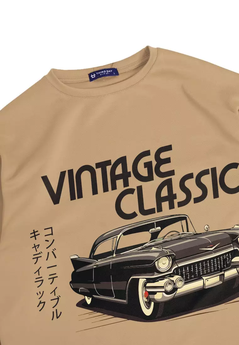 MTP87 kaos oversize retro vintage jadul bahan tebal scuba vintage classic cadillac khaki