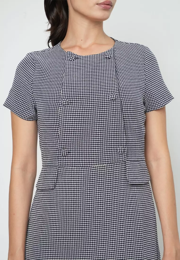 Valentine Printed Shift Dress with Button Details