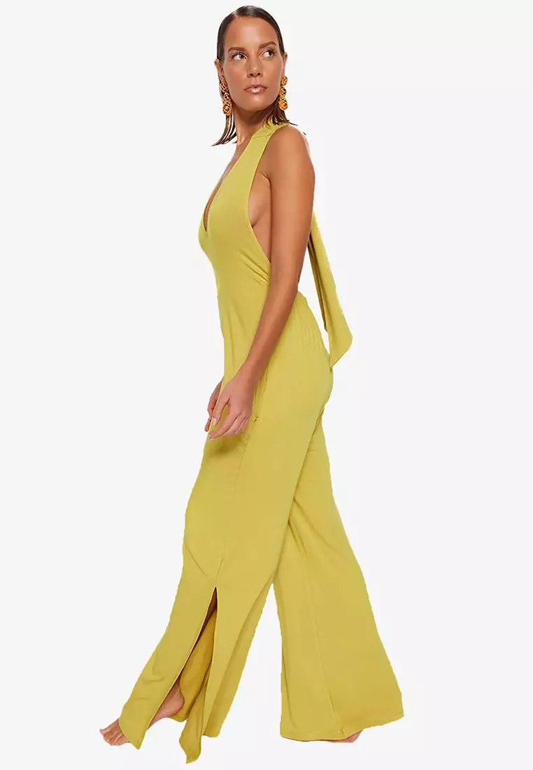Yellow backless new arrivals jumpsuit