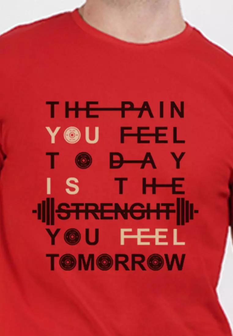 锻炼报价图形红色棉质短袖锻炼/训练 T 恤