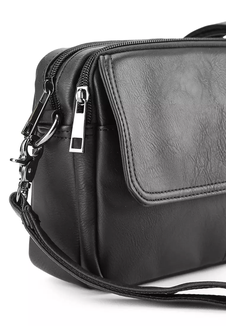 Distressed Leather Charter Crossbody Bag