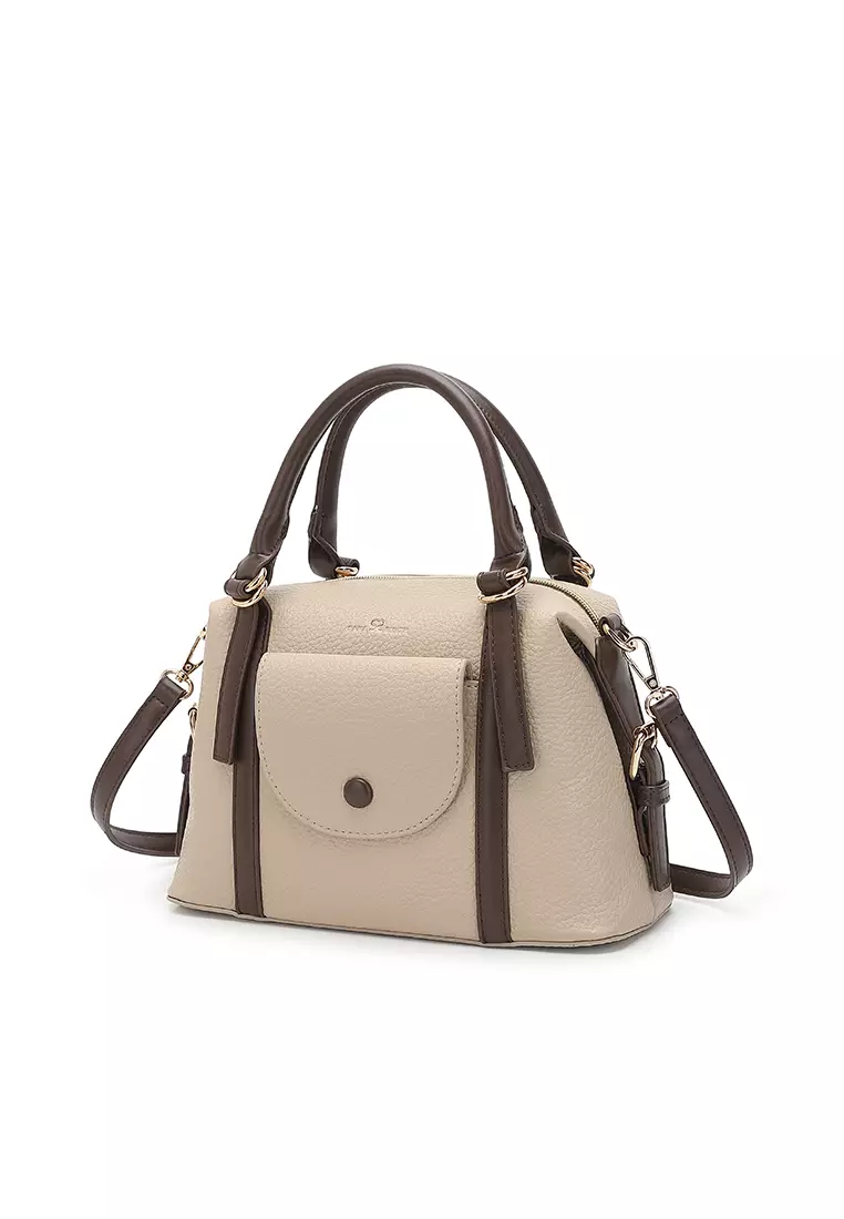 Women's Top Handle Bag / Sling Bag / Crossbody Bag / Shoulder Bag (Tas Tangan Wanita / Tas Selempang Wanita / Tas Bahu Wanita) - Krem