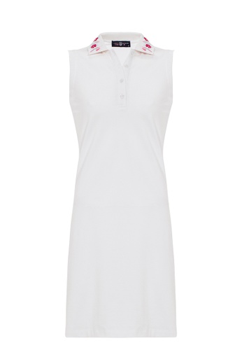 Jimmy Sanders white Jimmy Sanders Women's Inspired Sleeveless Cropped Polo Dress with Logo D6E17AAE799D20GS_1