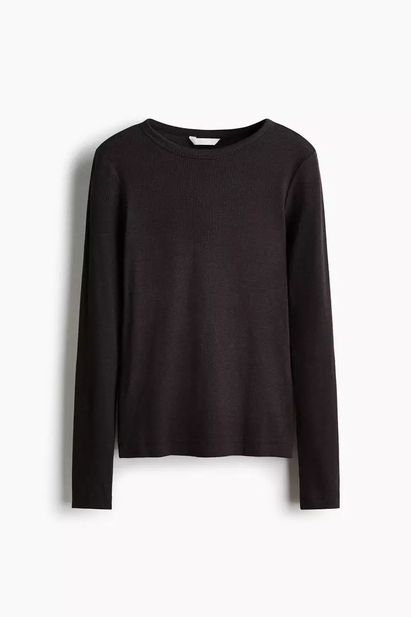 Ribbed cotton-blend top