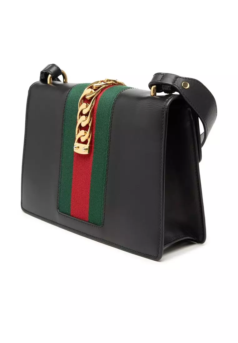 Pre-Loved Gucci Small Calfskin Web Sylvie Satchel