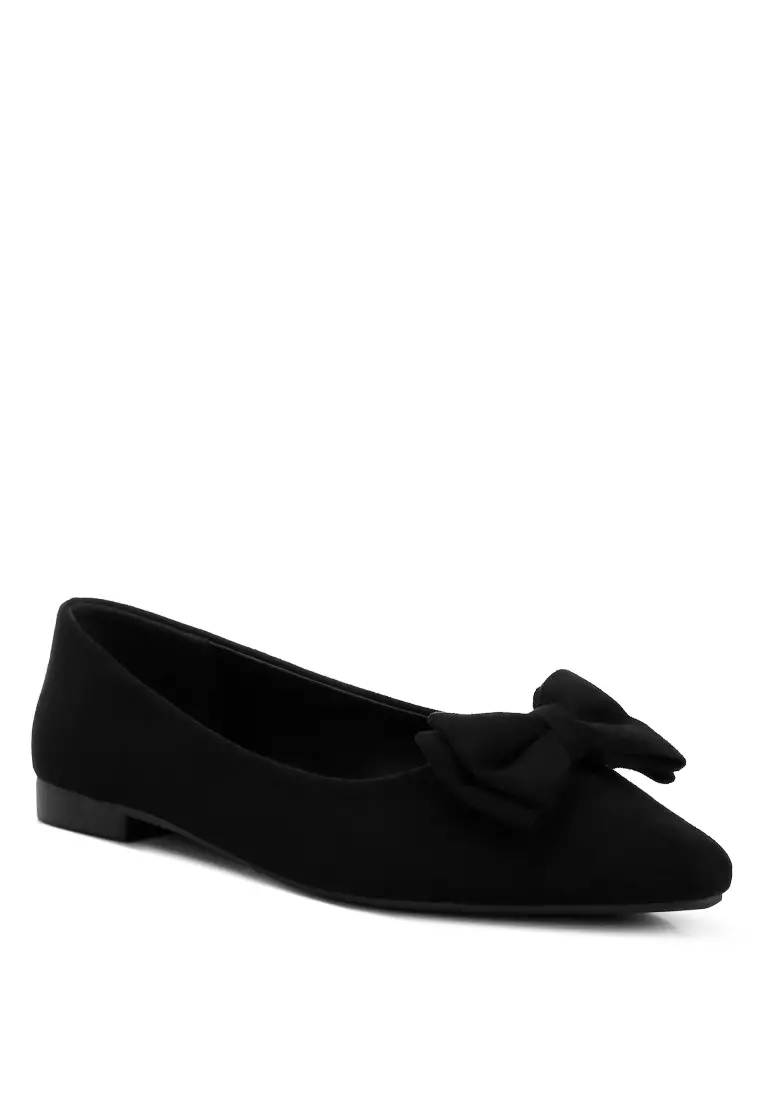 Black Micro Suede Bow Ballerinas