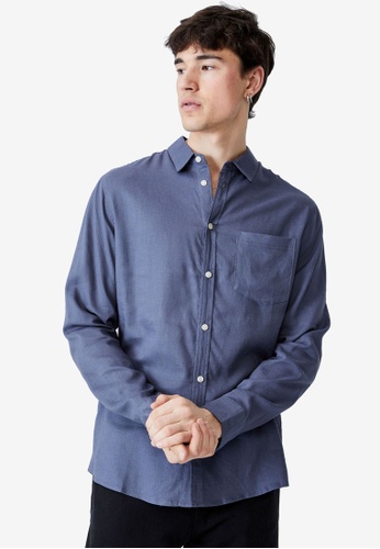 Cotton On blue Ashby Long Sleeve Shirt D6875AABFD2C1EGS_1