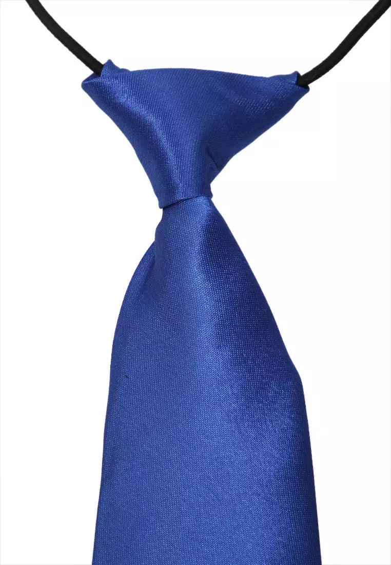 Deborah Aksesoris Fashion Dasi Instan Anak Pria Motif Polos Child Tie Material Satin ORIGINAL - Blue