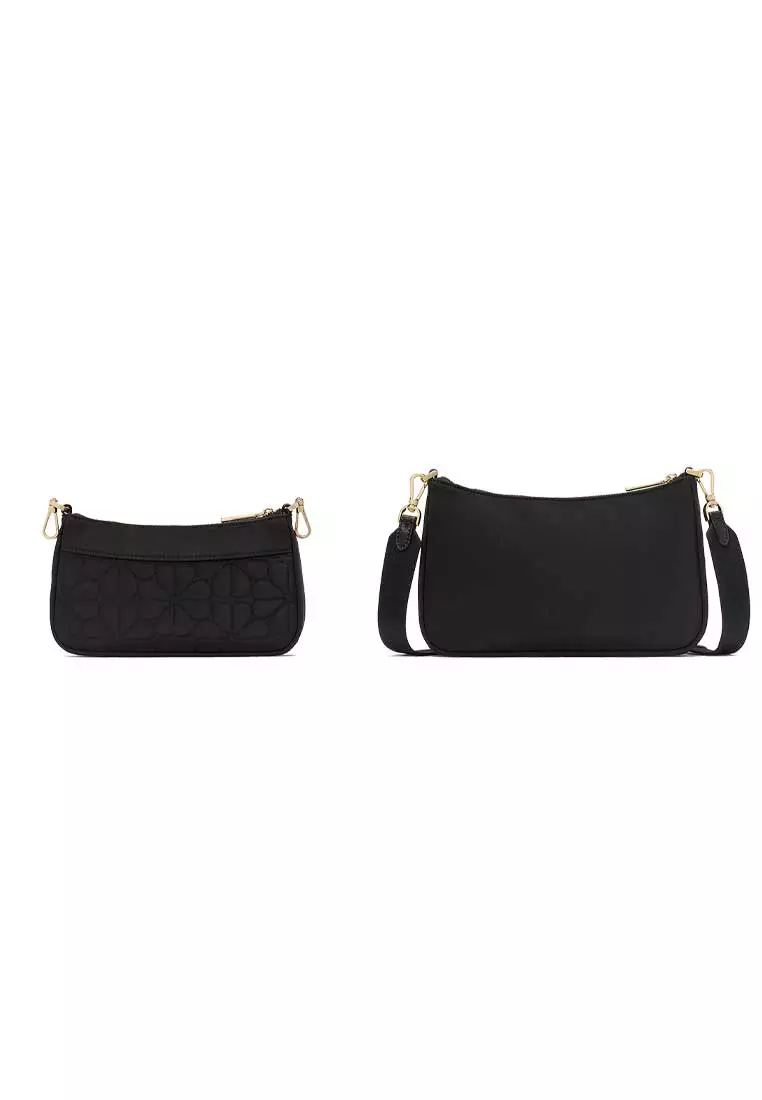 Duet Spade Flower Quilted Nylon Crossbody Bag Black KK901