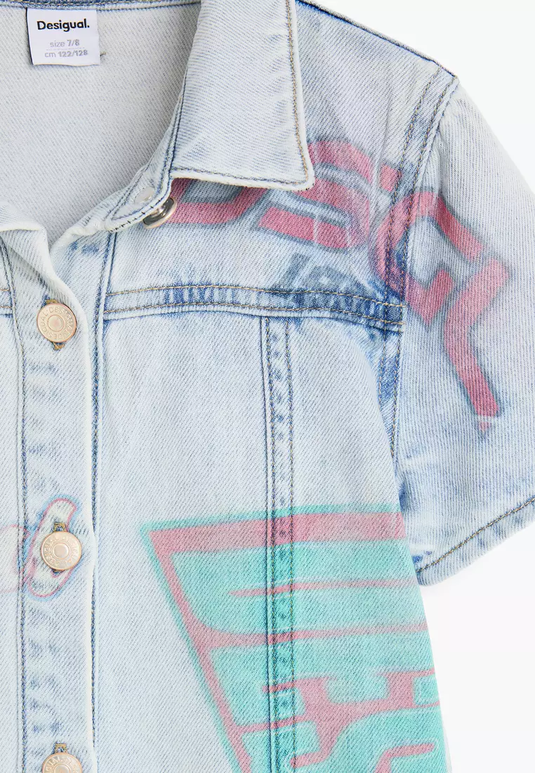 Logo-Print Denim Shirt Dress