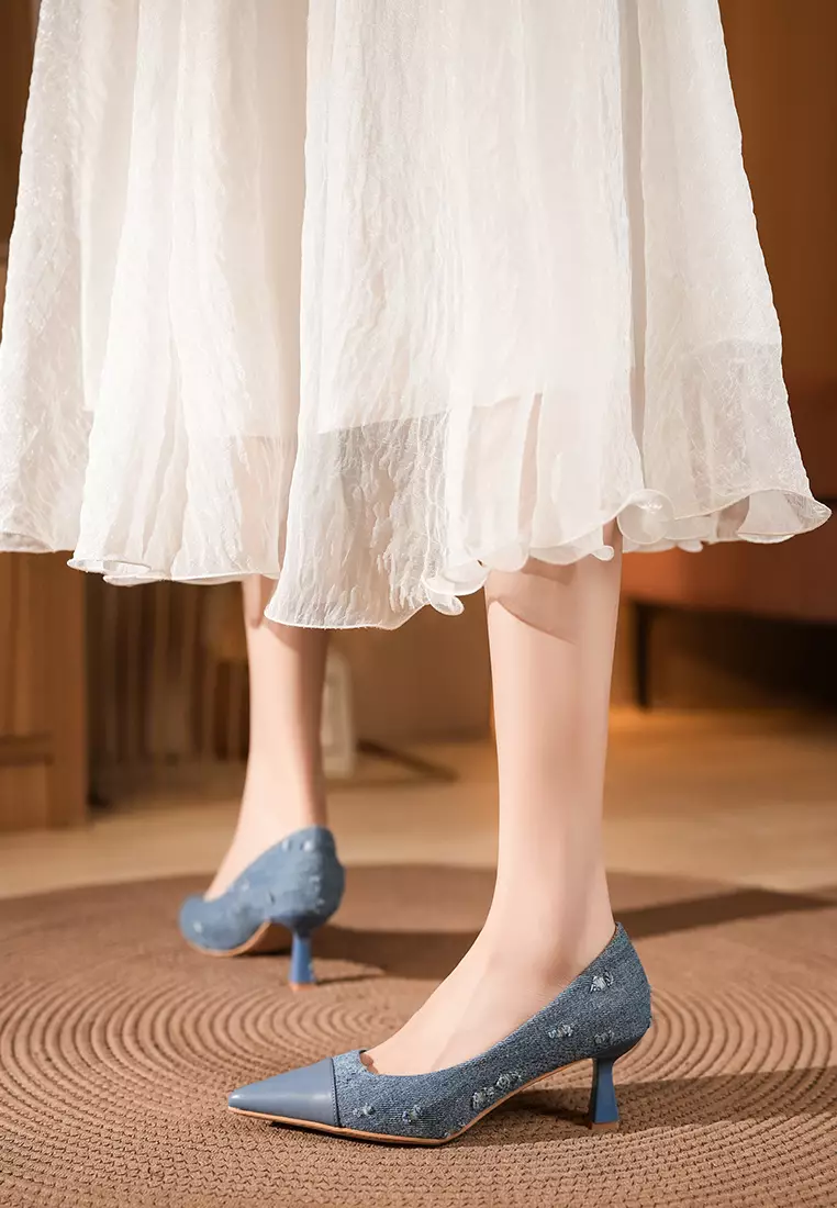 5CM 尖頭牛仔布高跟鞋 BY360-32