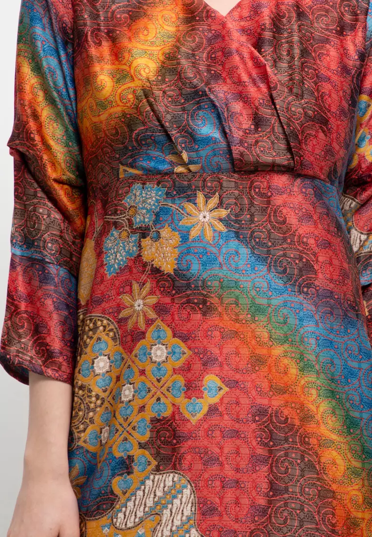 Mia Dress In Orange Print W/Mask