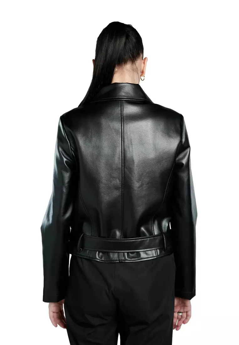 Mens biker jacket sales with belt