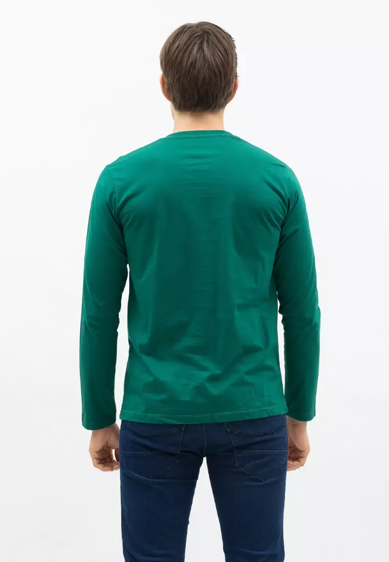 Houseofcuff Kaos Cotton Combed Lengan Panjang Pria Hijau Botol