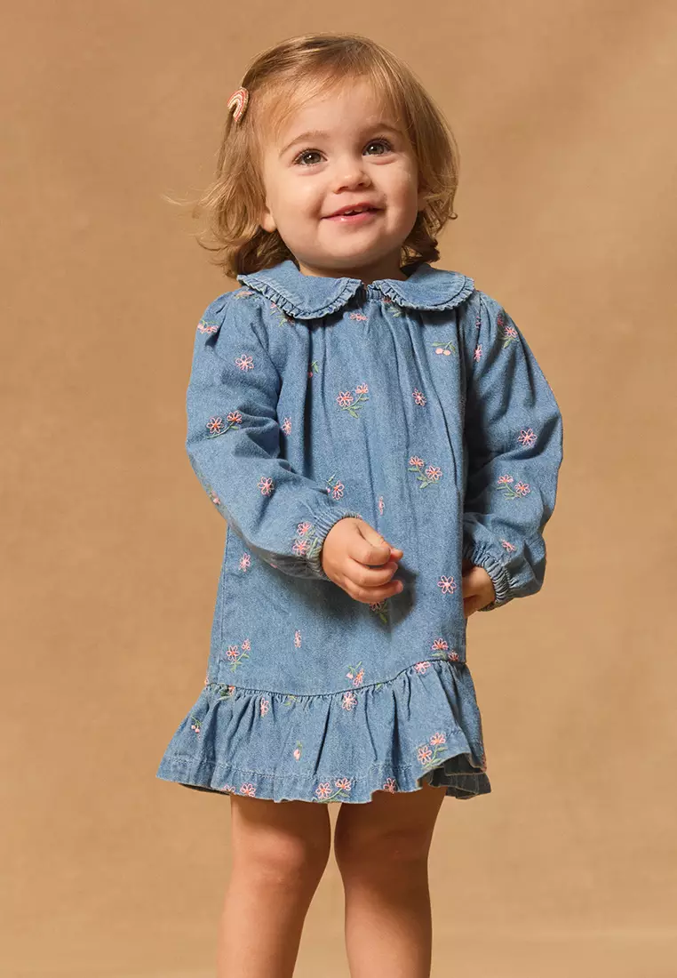 Denim Dress With Peter Pan Collar