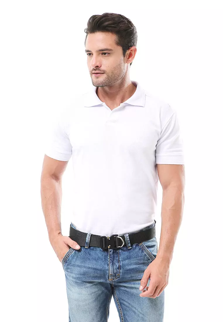 Ilo Aksesoris Fashion Pria Casual Belt Desain Simple Ikat Pinggang Material Canvas ORIGINAL - Black