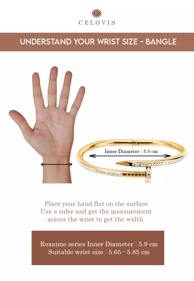 Roxanne Nail Cuff Zirconia Clasp Bangle (Gold)