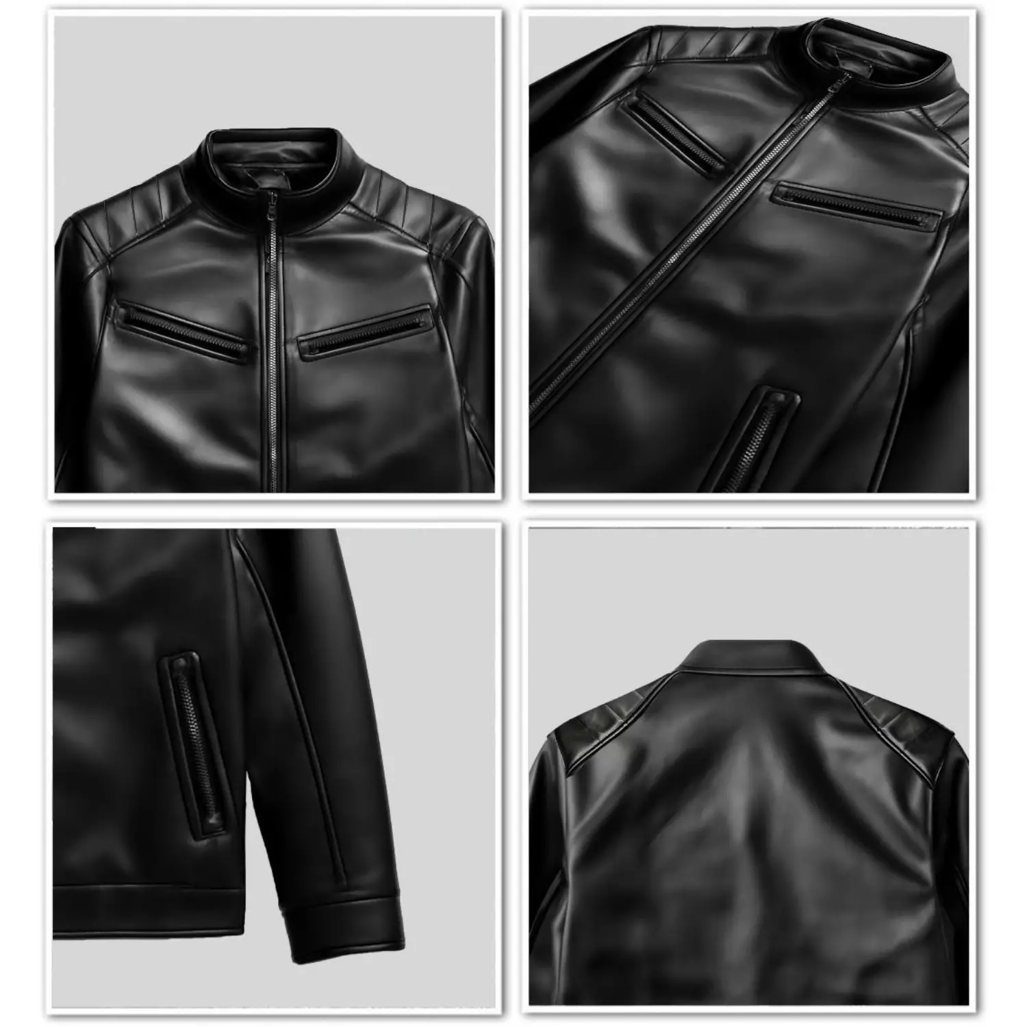 Jaket Kulit Sintetis Multi Pocket